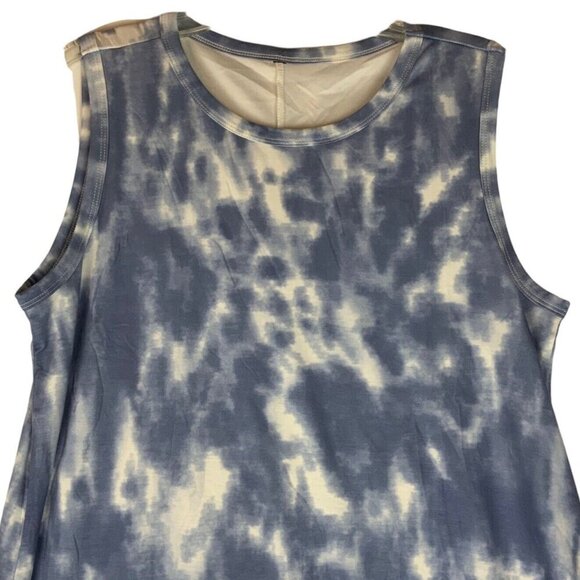 Shein A-Line Tank Dress XL Blue White Tie-Dye Casual Beach Vacation - Picture 2 of 7